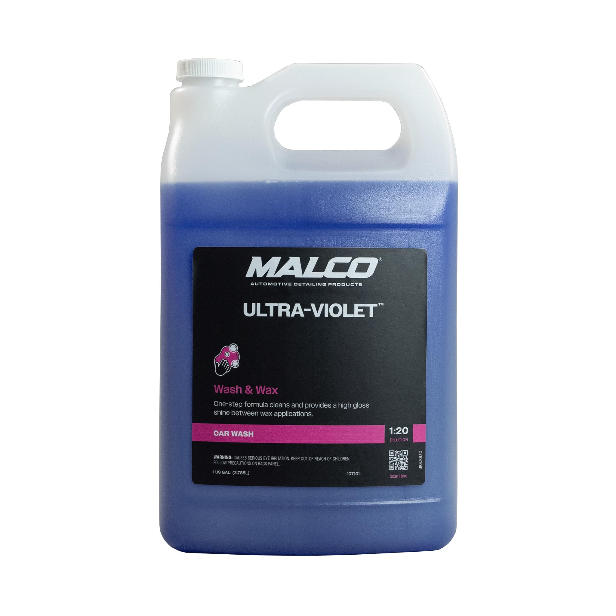 Malco Ultra Violet Wash'n Wax bottle provides easy 2-in-1 cleaning and waxing for all colors.