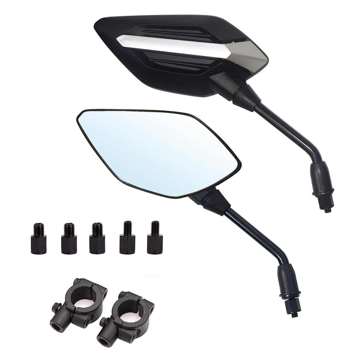 Mamiko 8MM motorcycle mirrors universal fit on 7/8 inch handlebars for safer riding