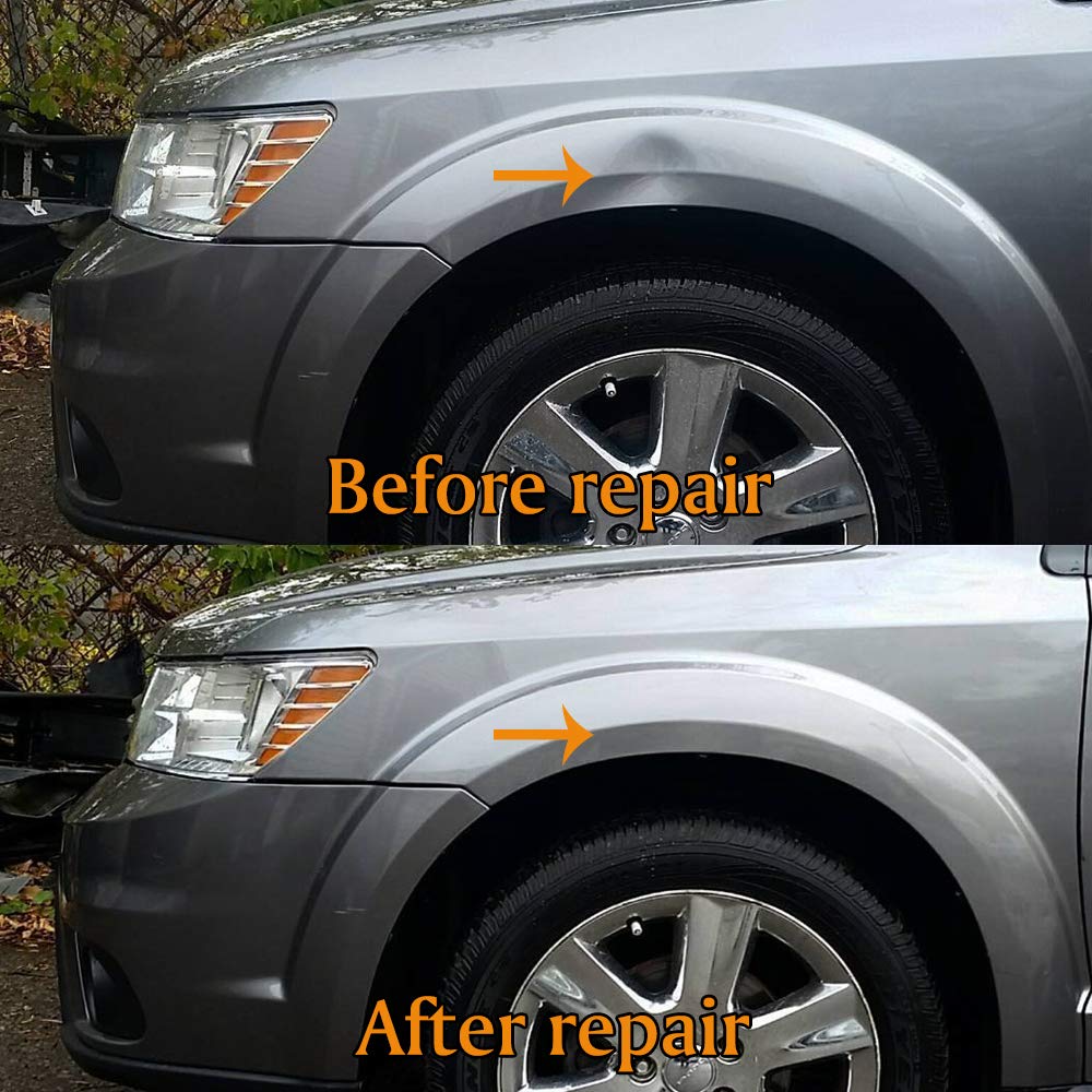Manelord dent puller in use on car door for safe minor dent erasure