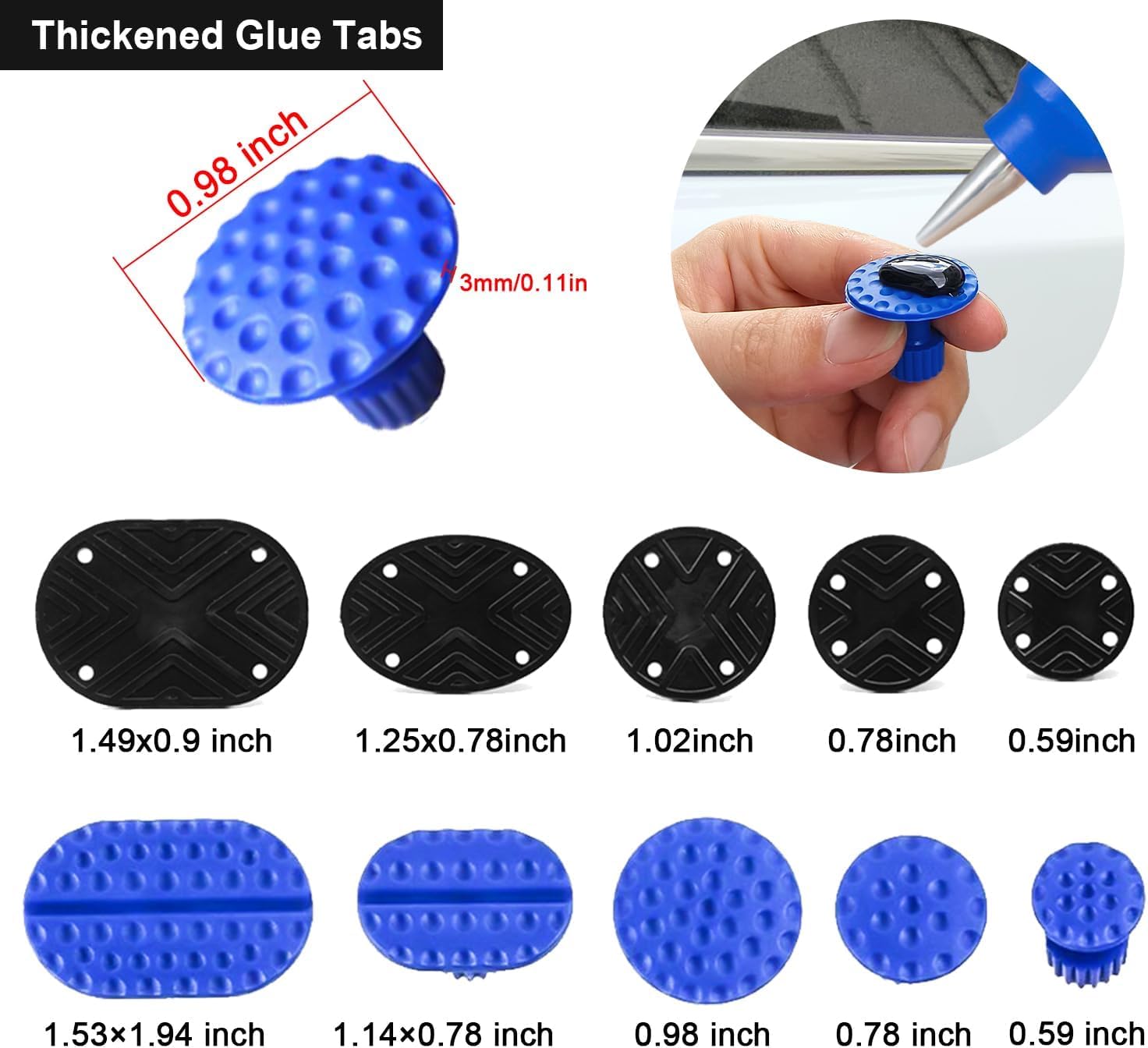 Manelord glue shovels simplify tab application on metal.