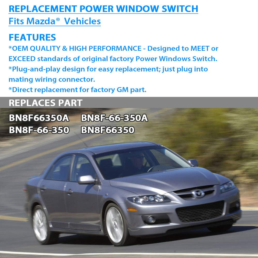 Close-up of Mango S switch showing OEM-style finish matched to Mazda 3 interior