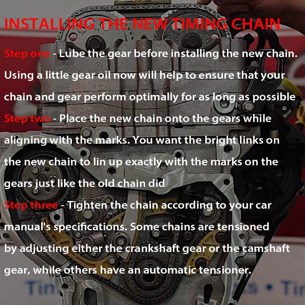 Mango S timing chain kit label showing compatible models for accurate selection