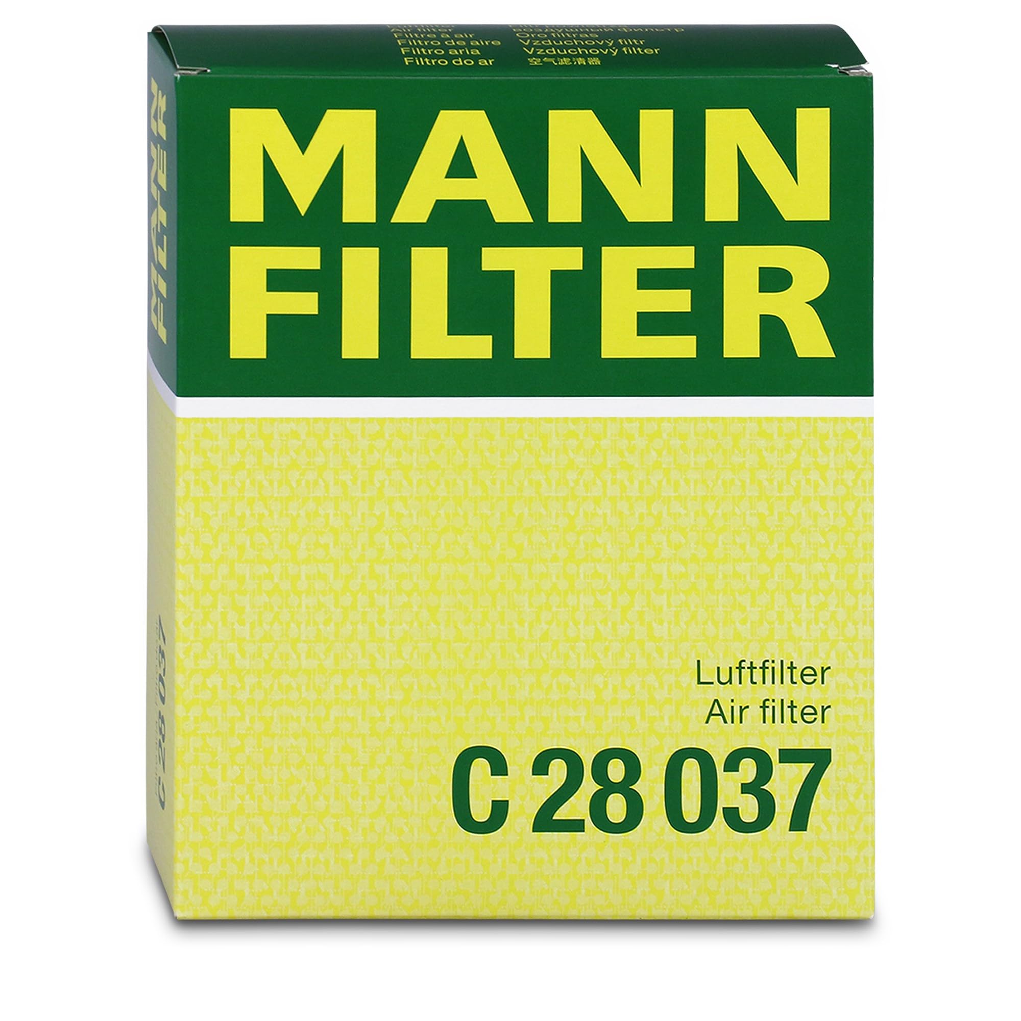 MANN-FILTER C 28 037 coated media protects against moisture and ash in damp conditions.