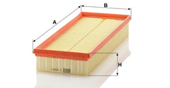Mann Filter C 3698/3-2 filter element capturing particles for cleaner intake.