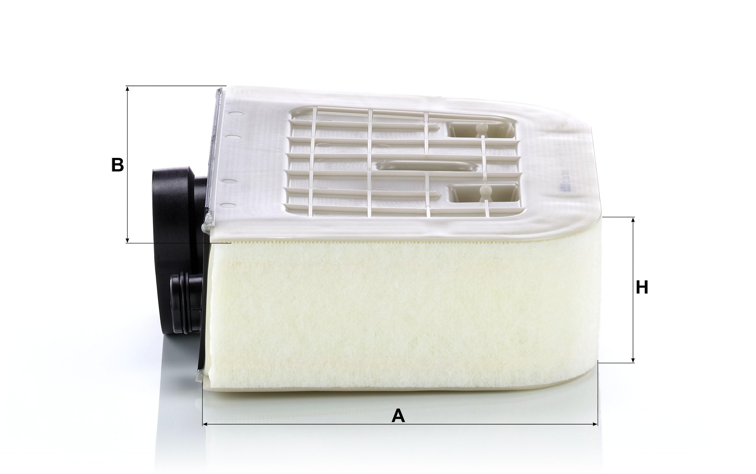 Mann Filter C 38 011 pleated embossed media enhances filtration strength and durability.