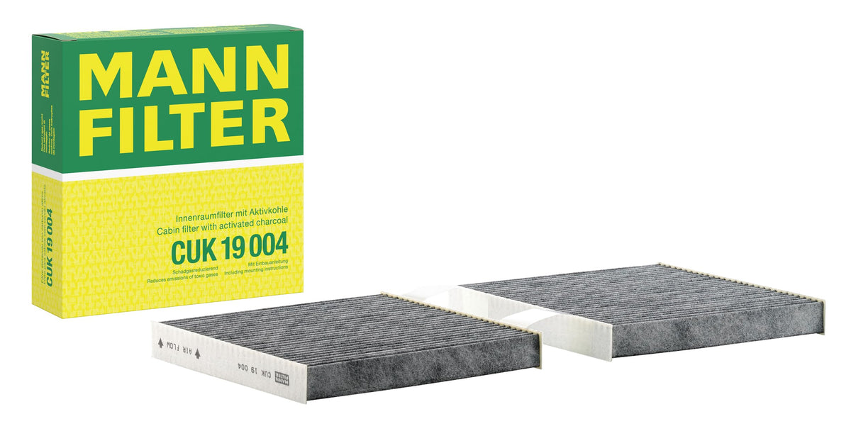 MANN-FILTER CUK 19 004 cabin air filter with activated carbon for cleaner cabin air.