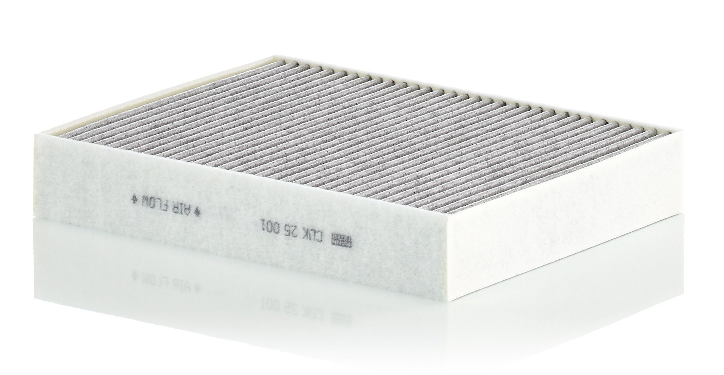 Activated carbon layer closeup highlighting gas and odor capture for fresher cabin air.