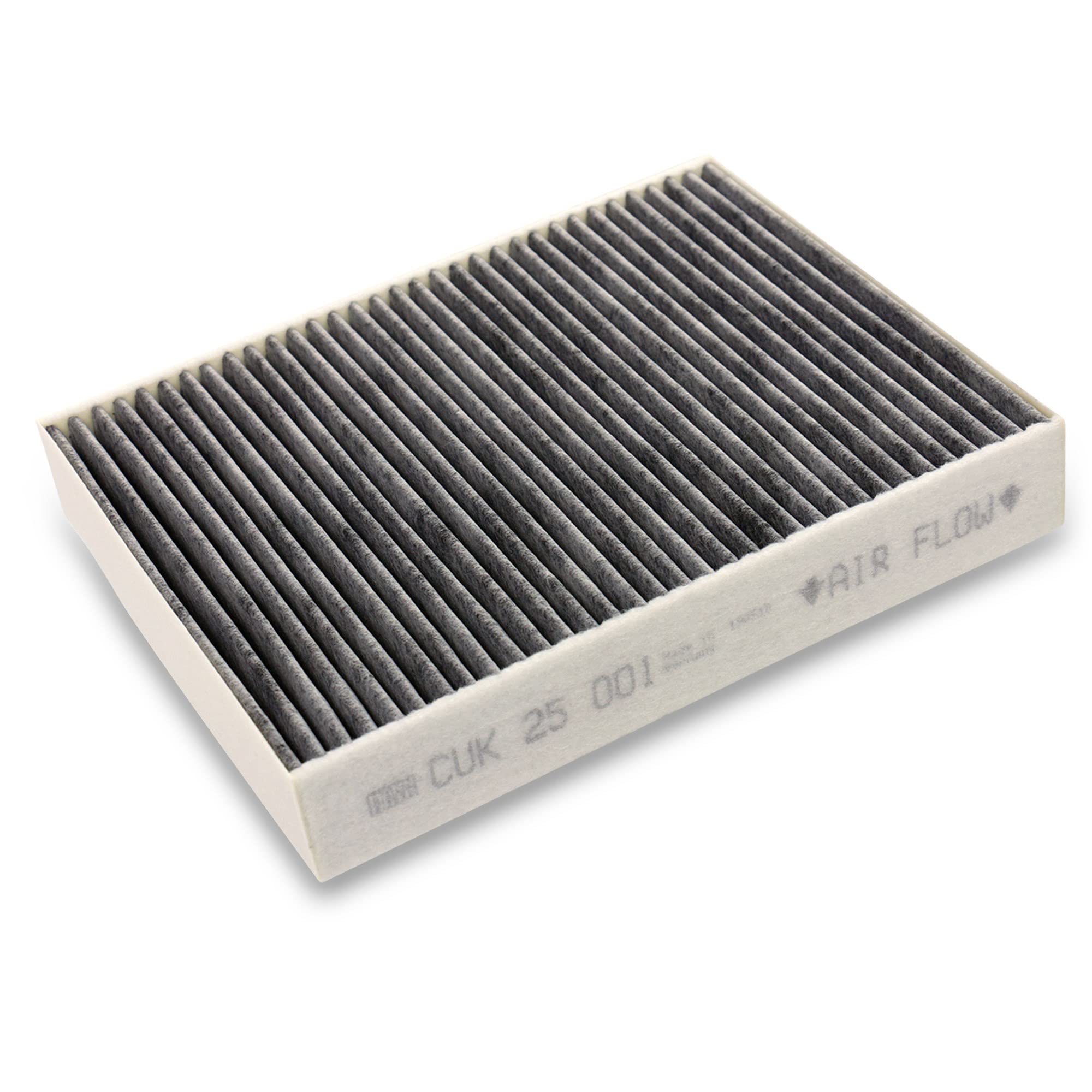 Front view of cabin air filter ready for installation in vehicles.