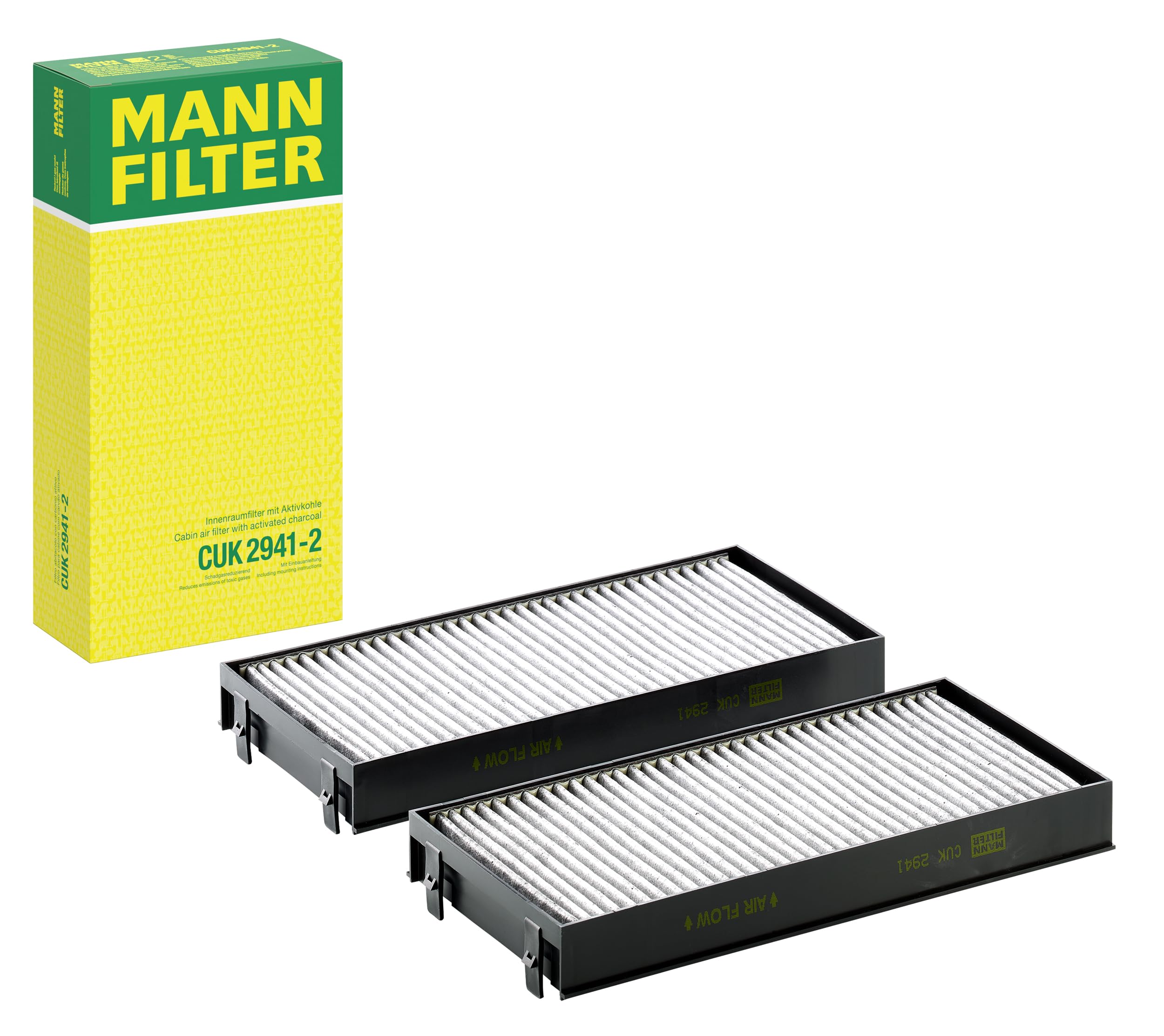 Mann Filter CUK 2941-2 cabin air filter packaging shows OE-grade filtration