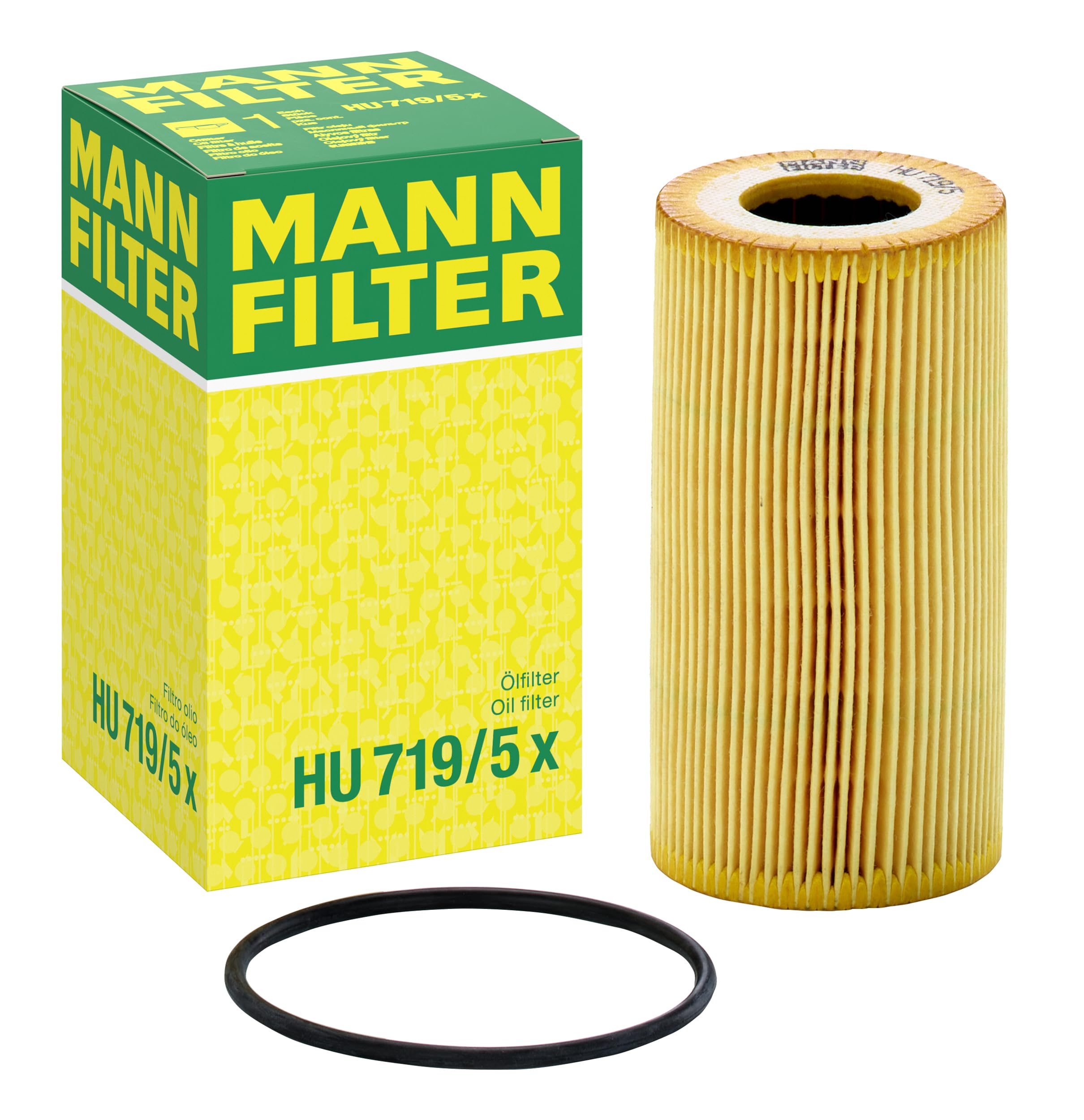 Mann Filter HU 719/5X cartridge oil filter close-up illustrating filtration for Porsche engines