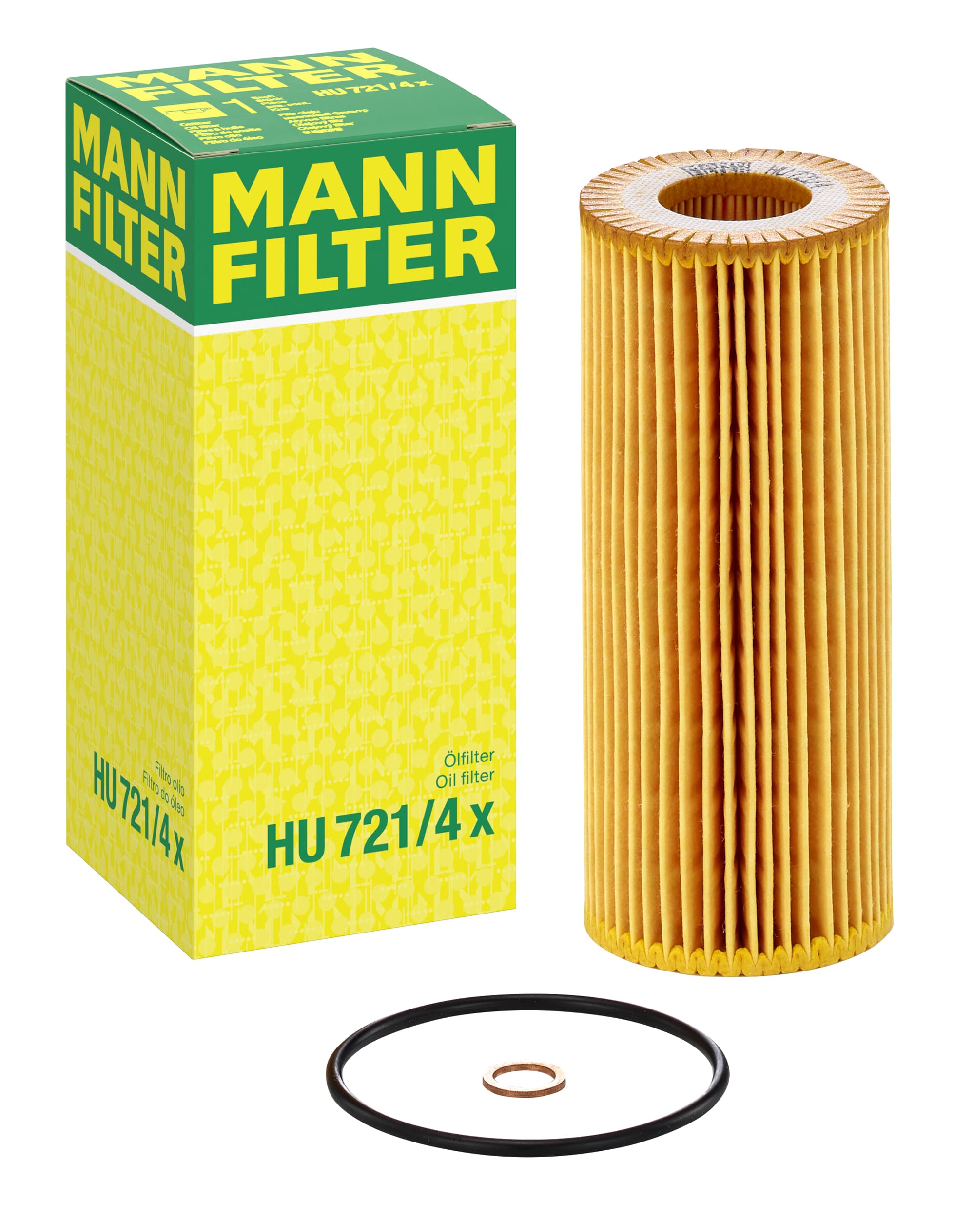 MANN-FILTER HU 721/4 cartridge oil filter for BMW—high dirt-holding capacity for clean oil.