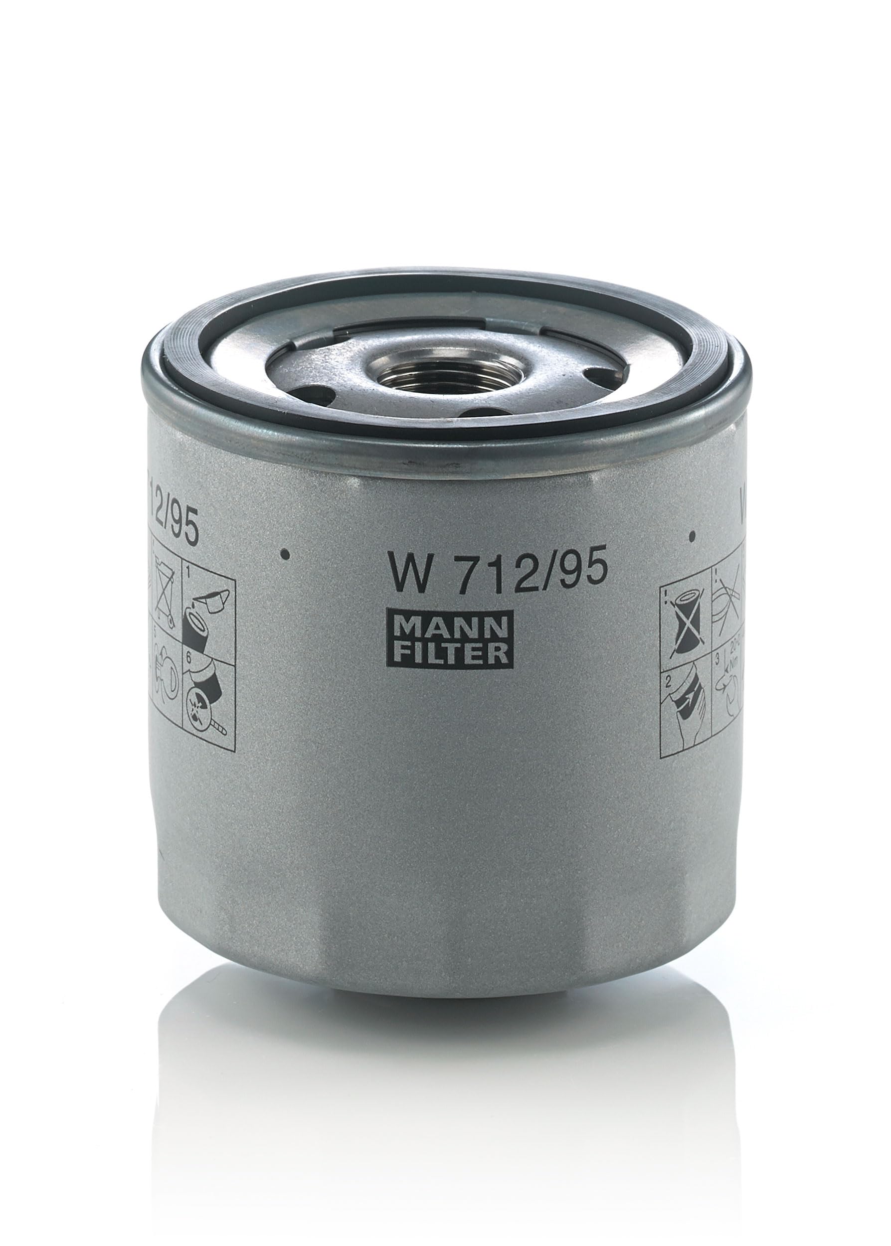 MANN-FILTER W 712/95 media detail highlights dirt-holding capacity for longer oil changes.