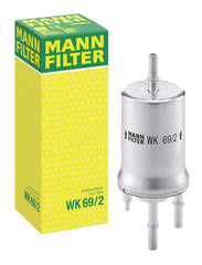 MANN-FILTER WK 69/2 fuel filter closeup shows premium media protecting the fuel system