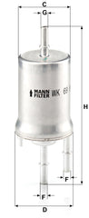 MANN-FILTER WK 69 fuel filter media detail reveals high efficiency filtration media.