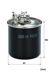MANN-FILTER WK 842/23 diesel separator close-up demonstrates filtration precision