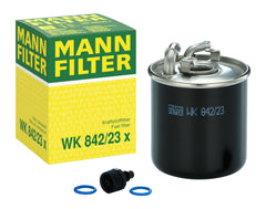 MANN-FILTER WK 842/23 fuel filter packaging ready for quick installation