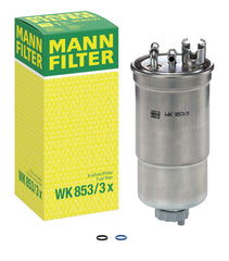 Mann Filter WK853/3X fuel filter close-up for reliable fuel purity.