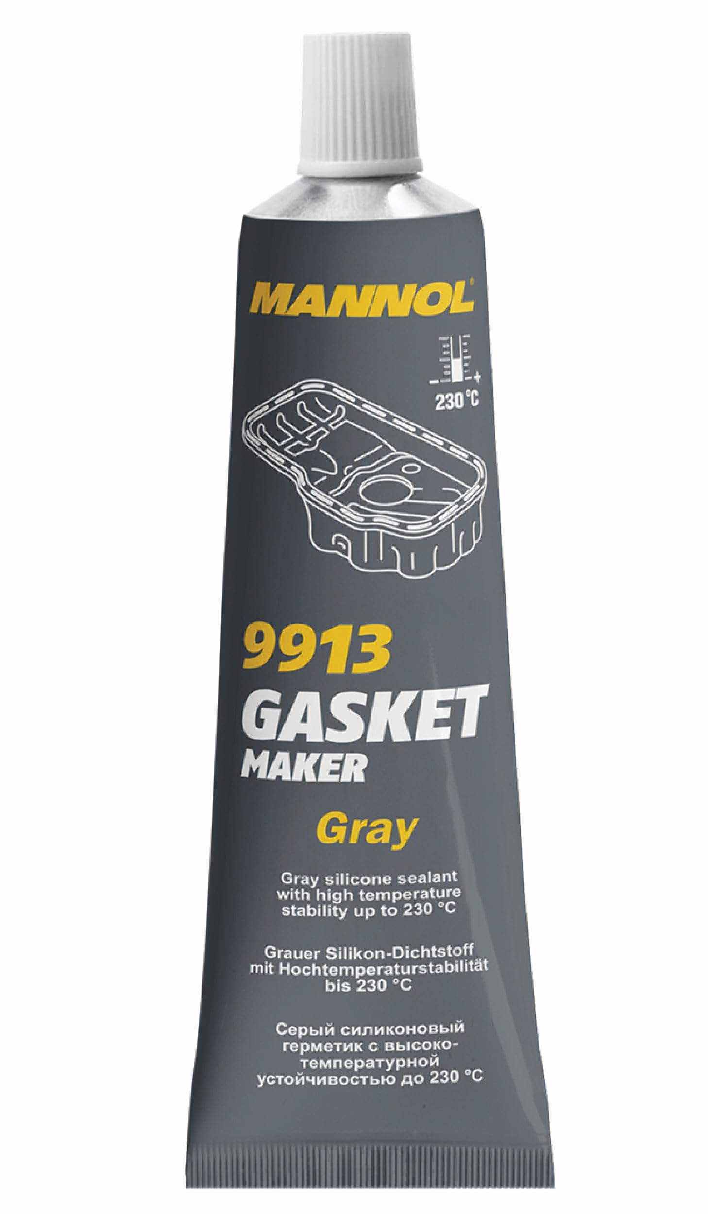 MANNOL 9913 gasket maker on oil pan application creates a flexible, durable seal.