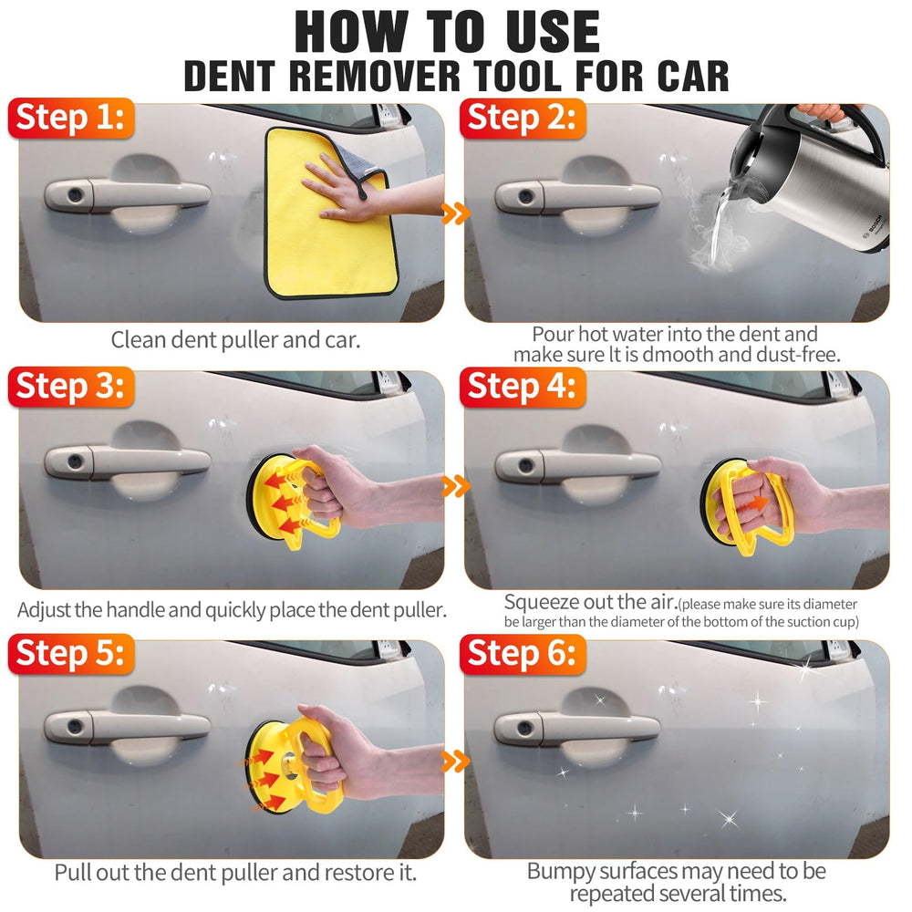 Manoai dent pull small cups in action for tight spots.
