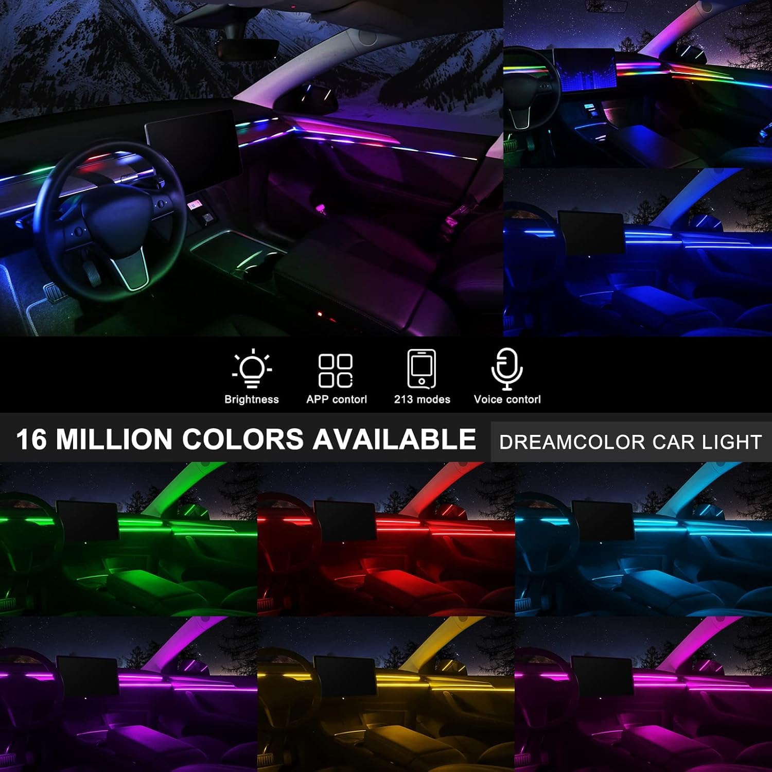 MAODANER Dreamcolor 593 LEDs provide bright, uniform car illumination.