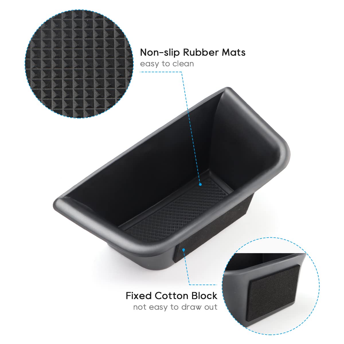 MARCHFA car door tray organizer non-slip mat close-up demonstrates grip for stable placement.