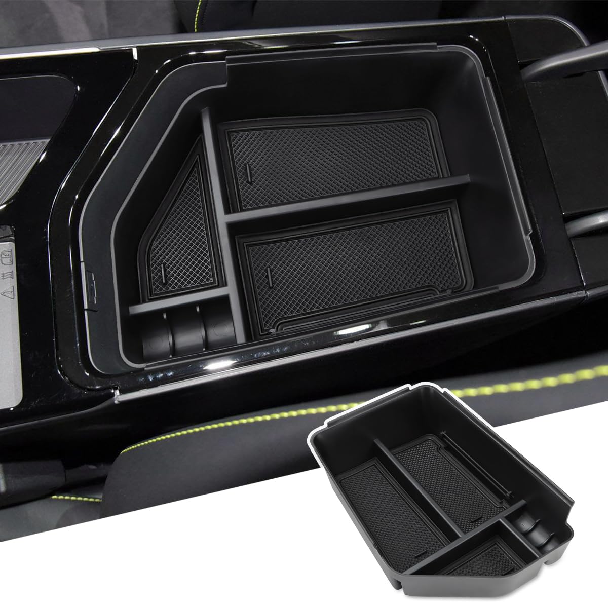 MARCHFA EV6 center console tray keeps items organized within reach.