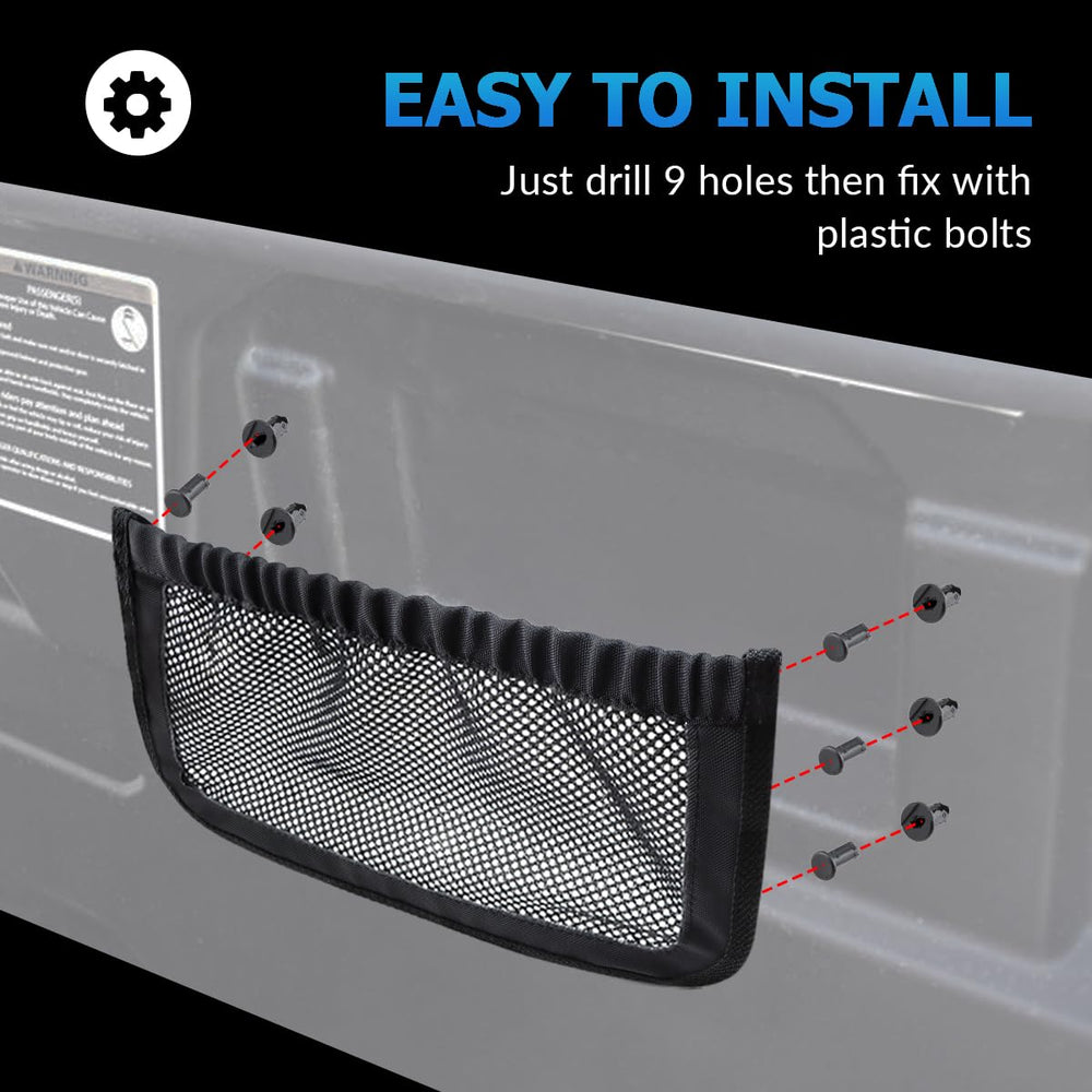 Two-pack MARCHFA UTV backrest storage nets ready for Defender Max use.
