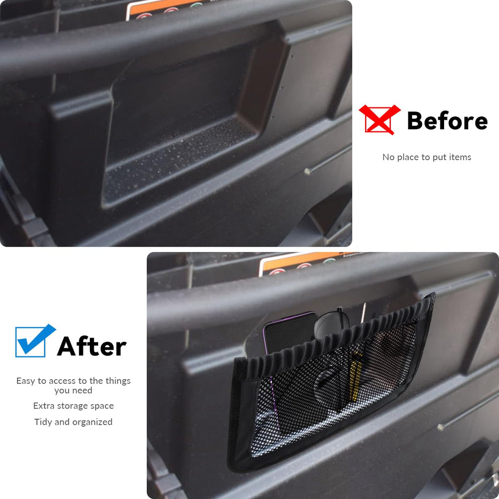 MARCHFA mesh pocket cargo net for Defender Max interior organization and accessibility.