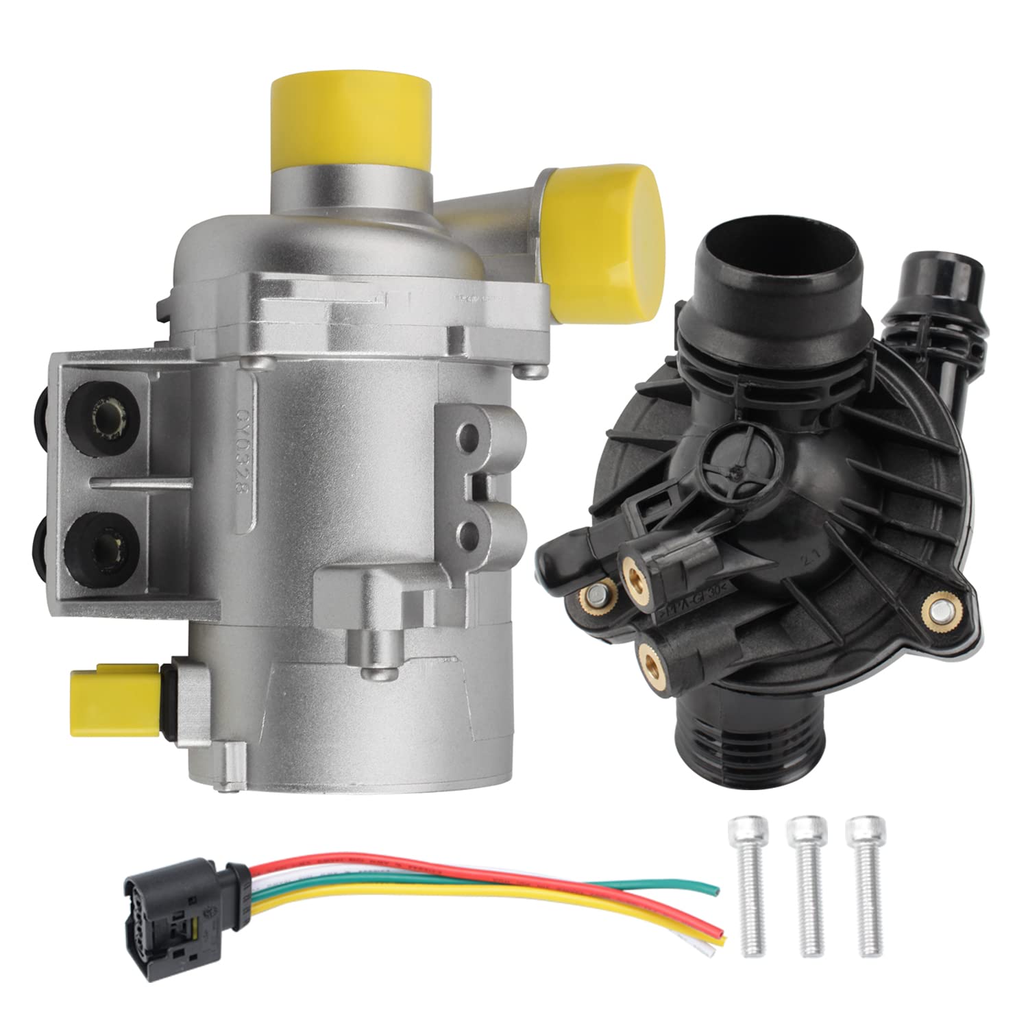 Mardarth electric water pump with thermostat - front view for BMW cooling system replacement.