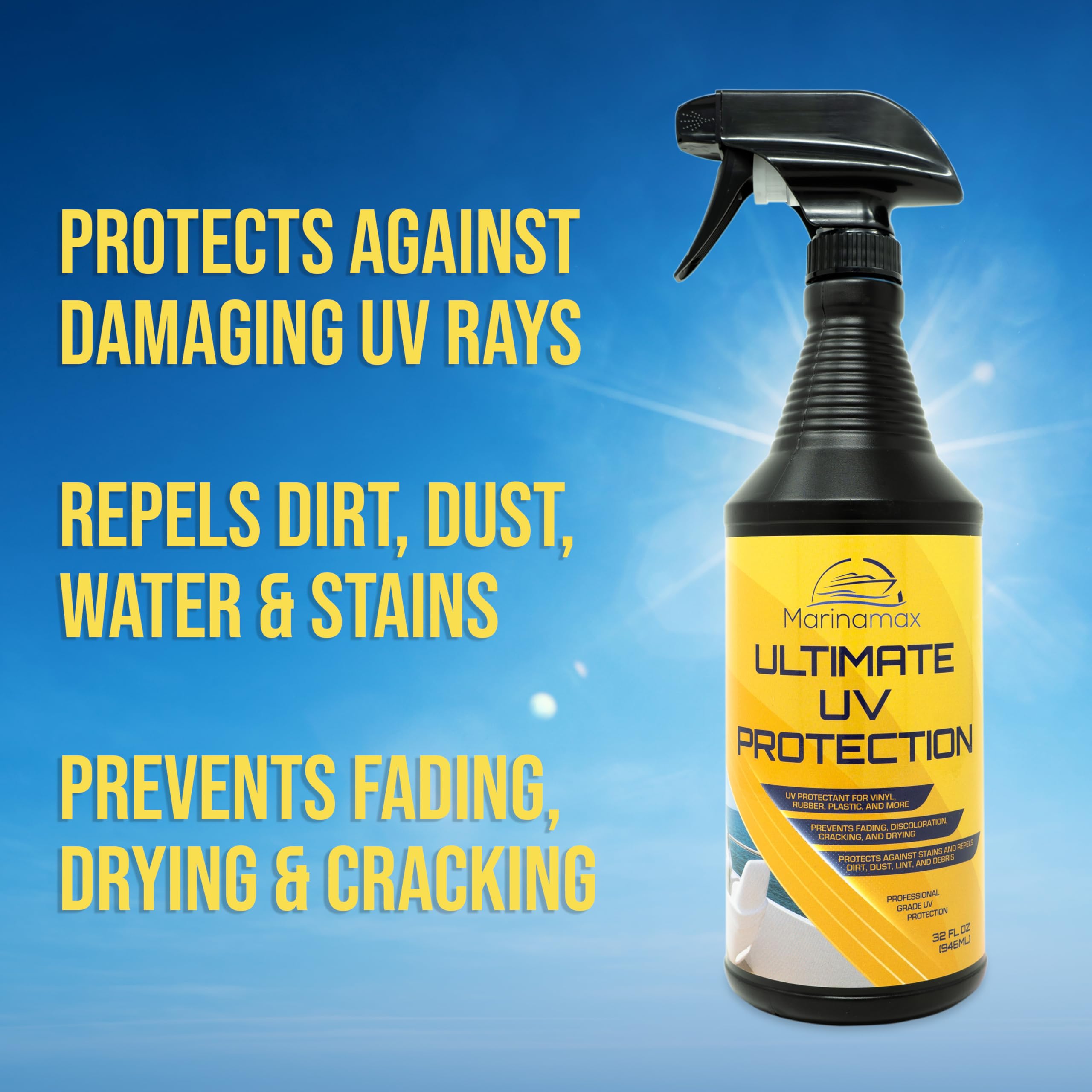 Marinamax UV protection on vinyl shows clear matte finish and protection