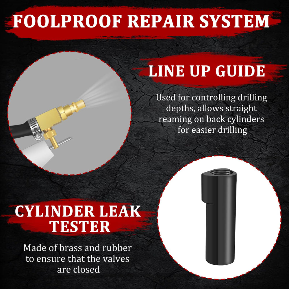 Marketty 38900 line-up-guide image emphasizes alignment aid for clean, quick thread repair on site.