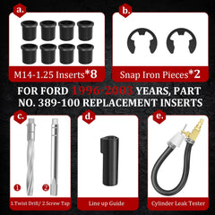 Marketty 38900 inserts-8-pack highlights eight hardened M14-1.25 inserts for thread repair on Ford engines.