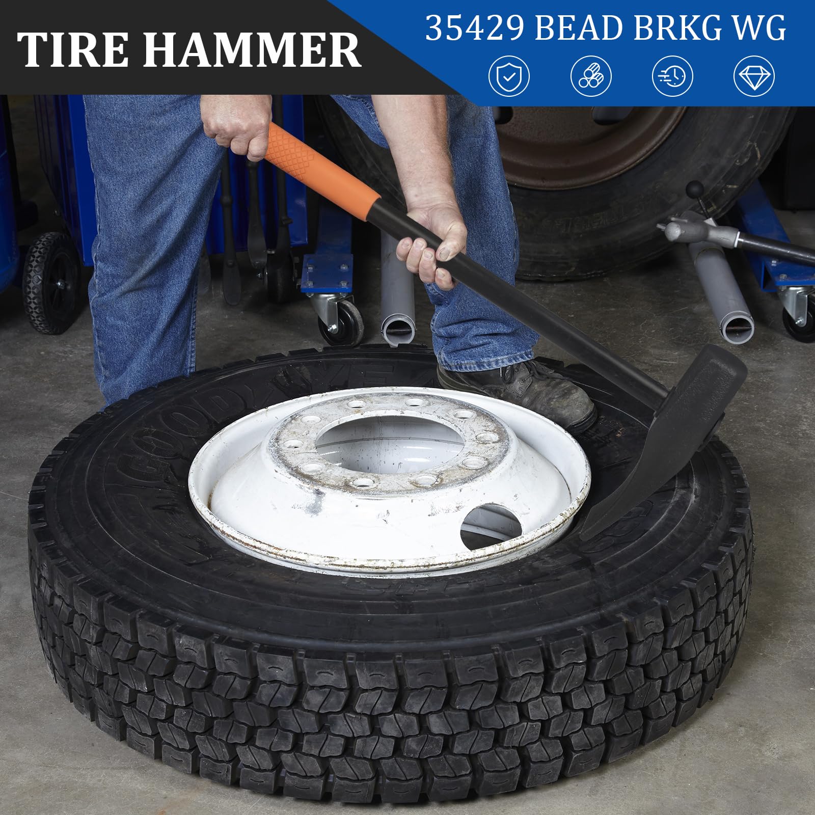 MARKETTY bead breaker WG ergonomic grip enhances control during tire work