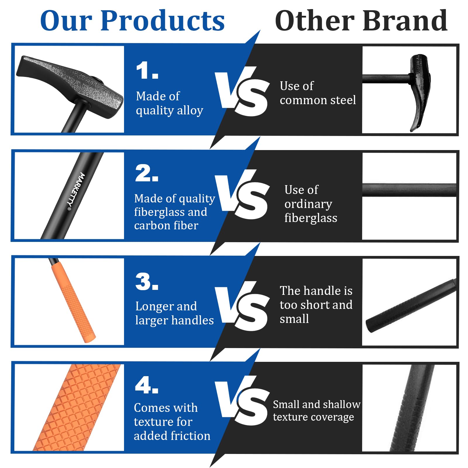 MARKETTY tire-hammer-balanced-weight-distribution enables smoother bead work