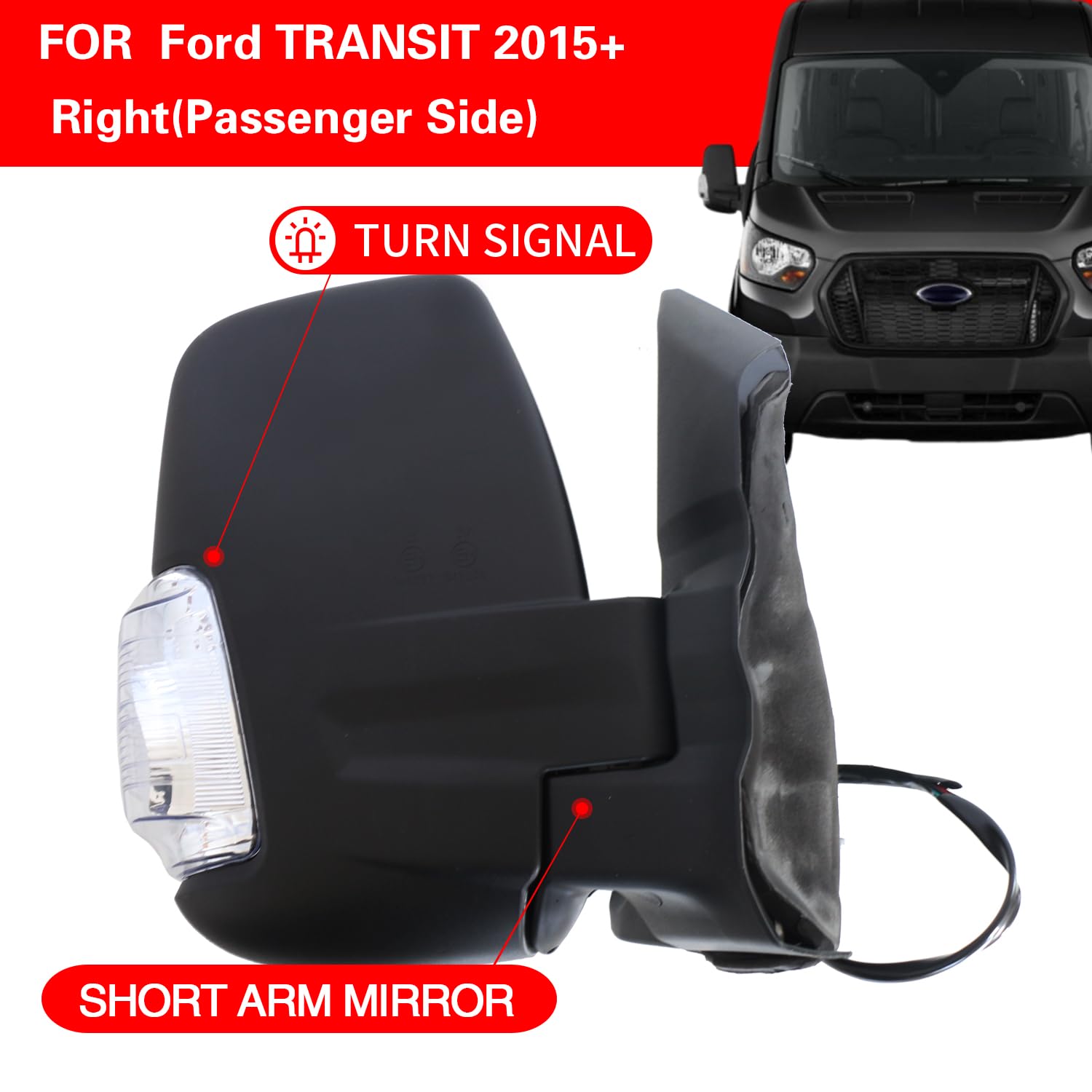 Marretoo Transit passenger mirror with heated glass for frosty mornings.