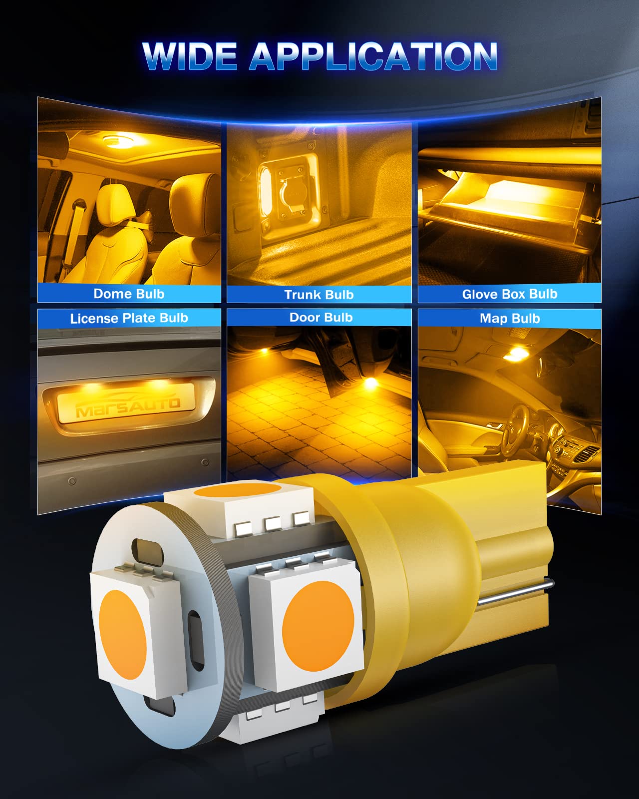 Marsauto 194 license plate LED bulb keeps plates legible in low light