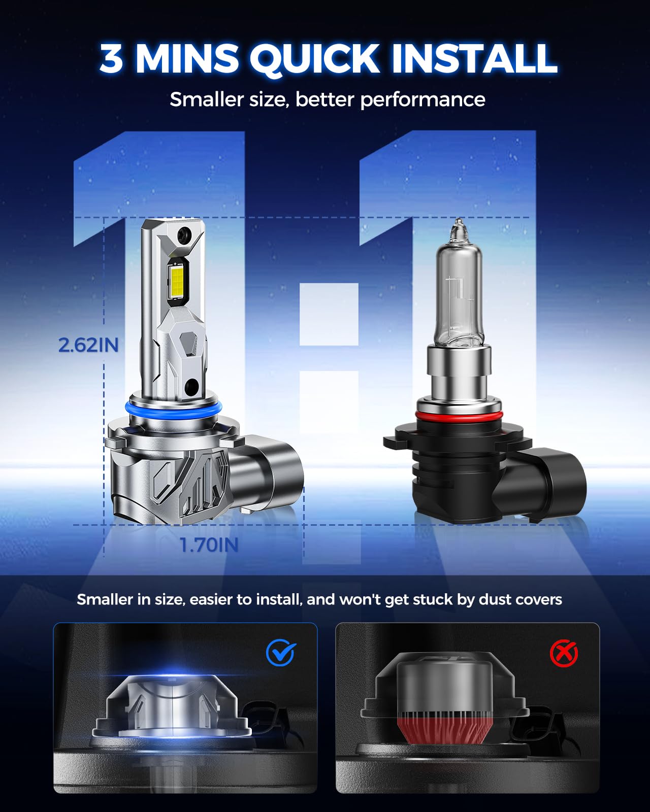 Marsauto 9005 bulb CANbus-compatible design helps avoid dashboard warnings.