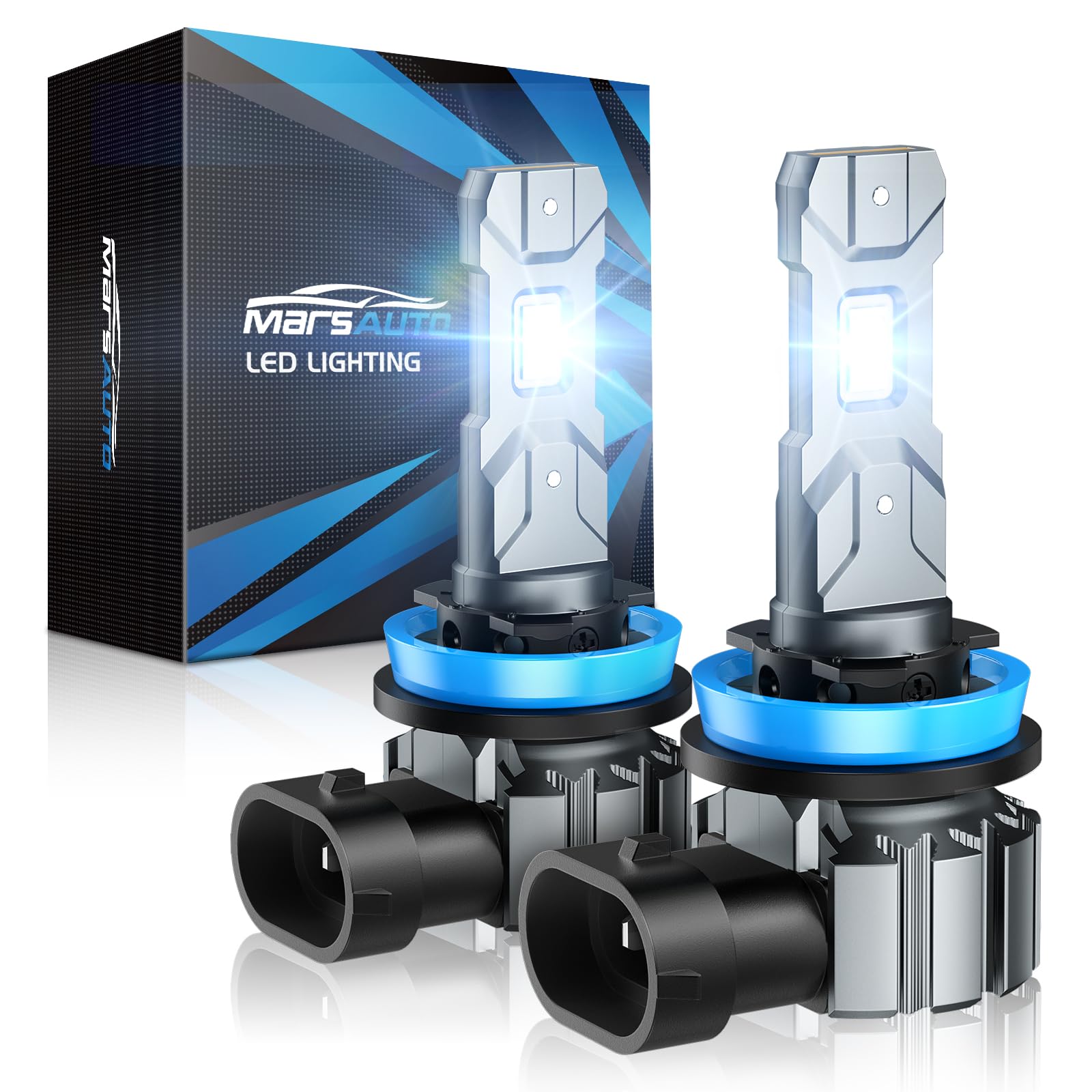 Marsauto H11 bulb brightness 6000K pack delivers brighter night visibility.