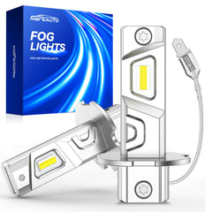 Marsauto H3 LED fog light assembly showing plug-and-play fit for quick upgrade.