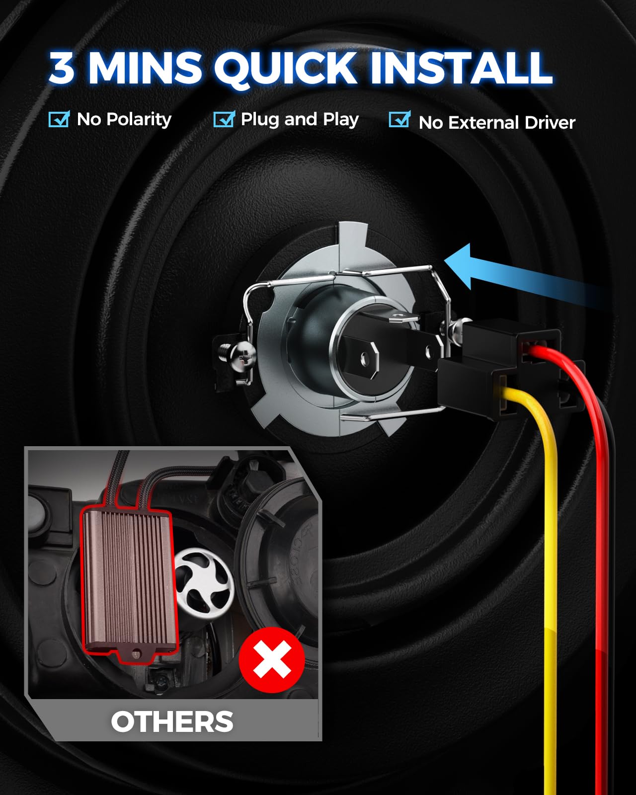 Marsauto H4 bulb anti-glare 360-degree beam reduces dark spots.