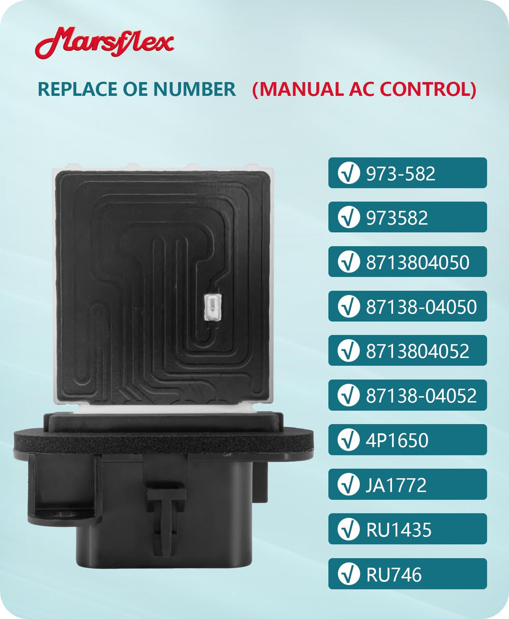 Marsflex blower resistor packaging with wiring harness for easy replacement