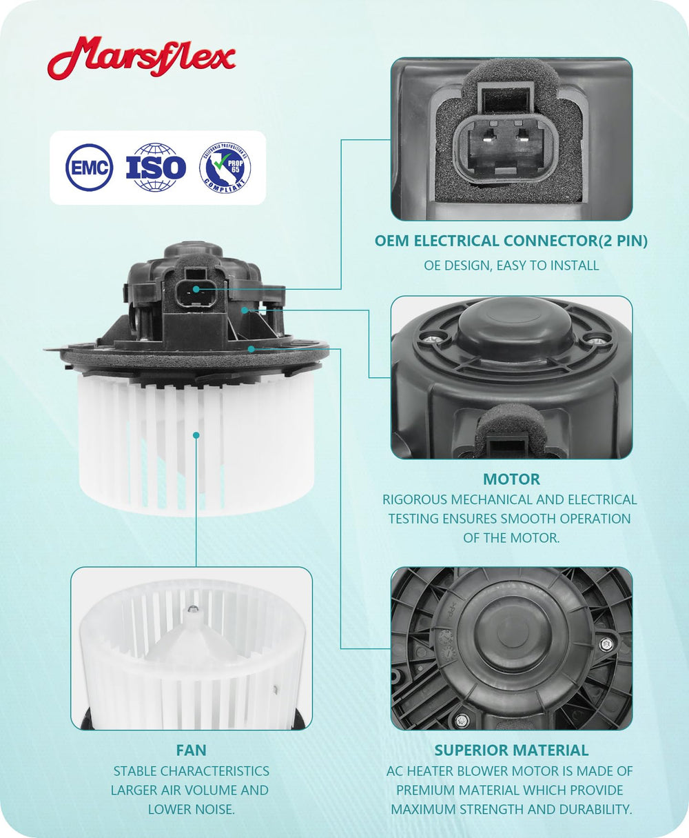 Marsflex Front Blower Motor 22741027 wiring connector ensures secure electrical connection.