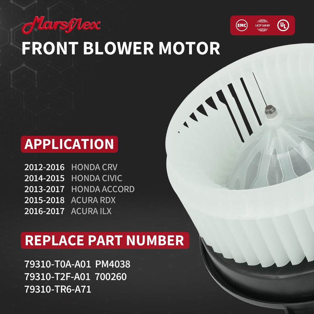 Marsflex front blower motor cage view shows sturdy fan housing.