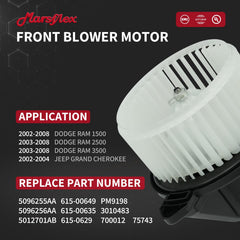 Marsflex front blower motor side view highlights compact profile for easy installation