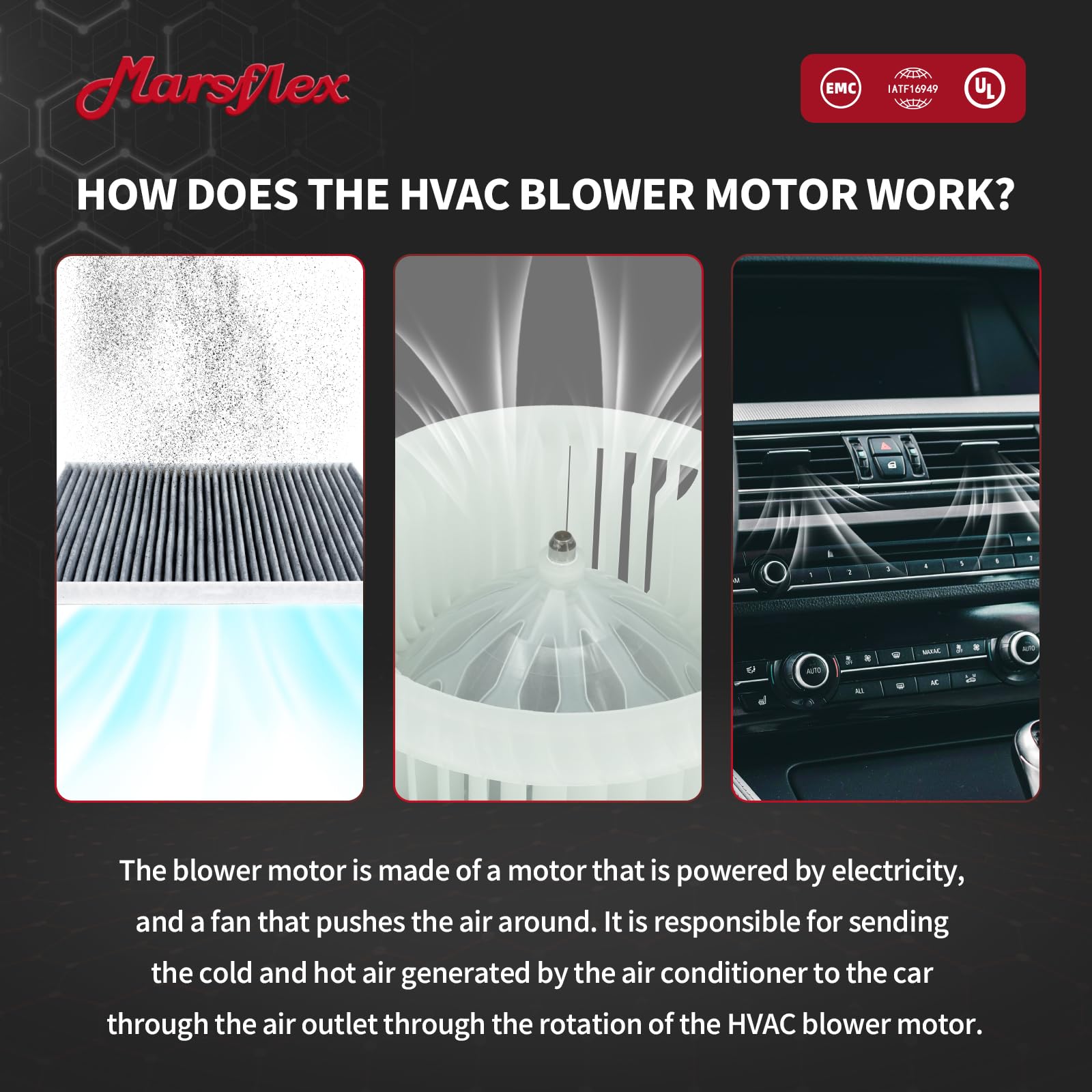 Marsflex front blower motor single unit for easy replacement.