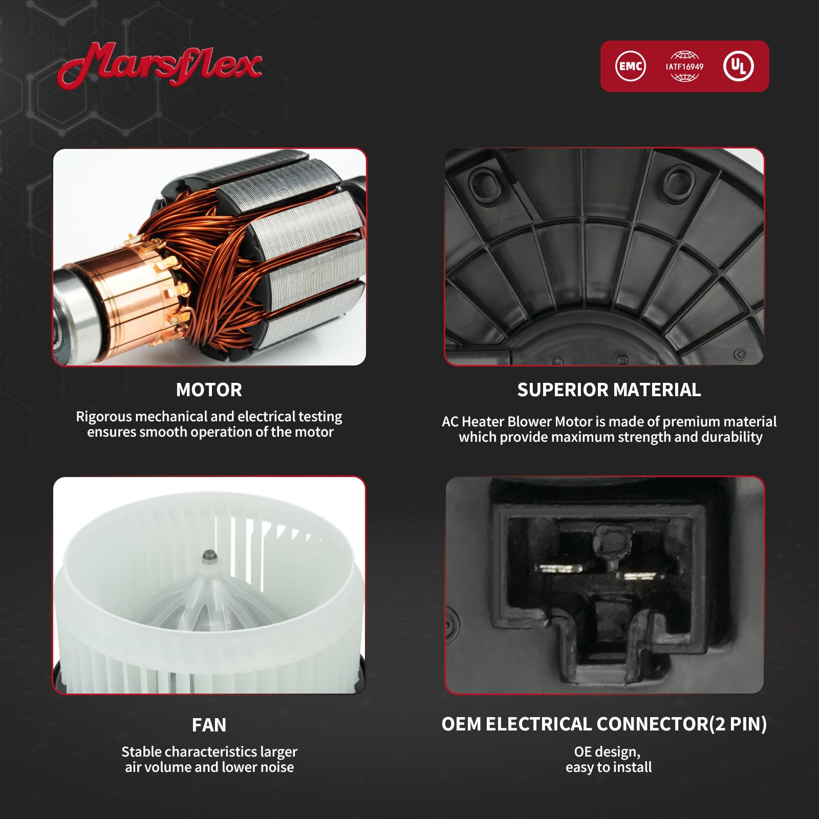 Marsflex front blower motor wrangler housing provides durable fit
