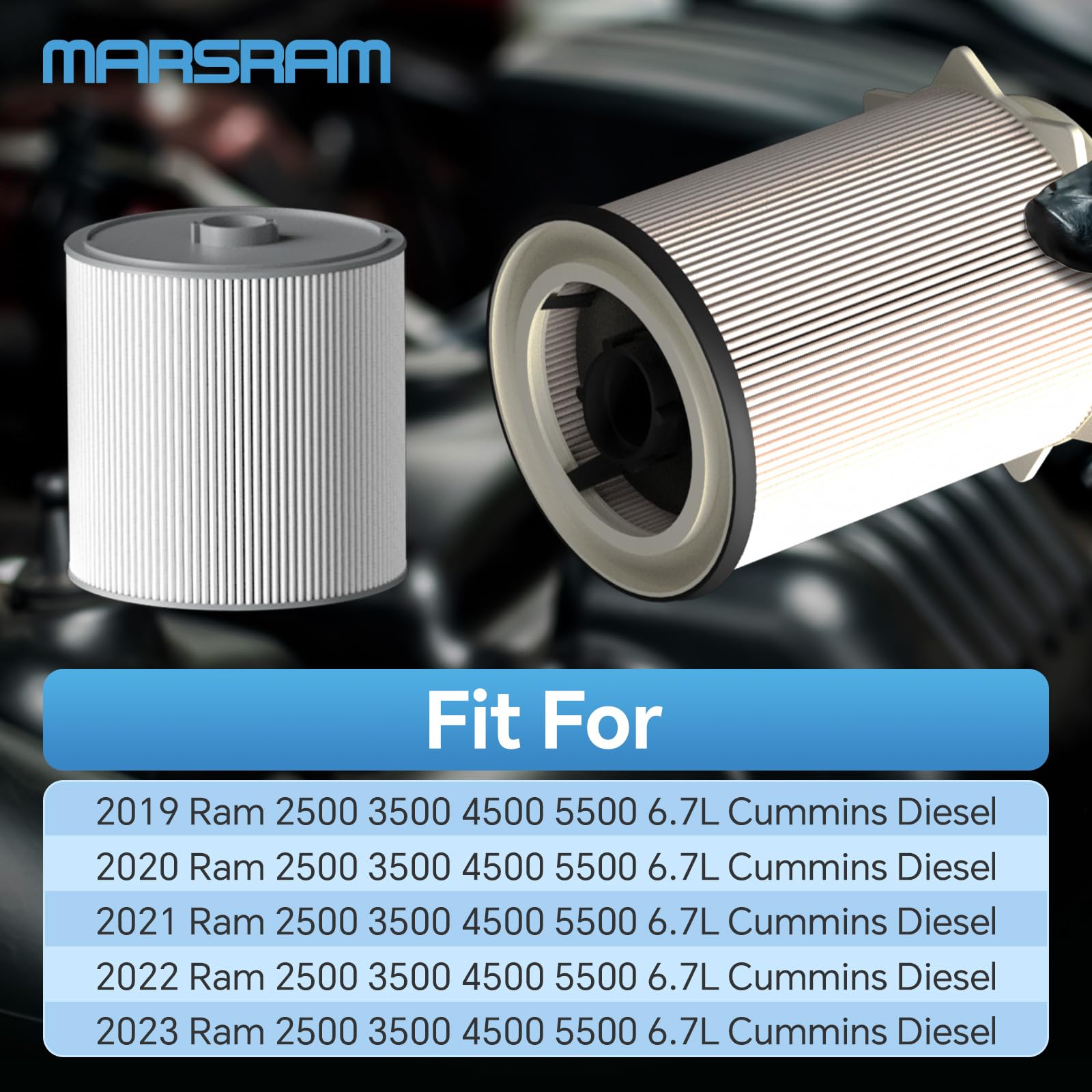 Marsram 6.7 Cummins filter media closeup highlighting premium filtration