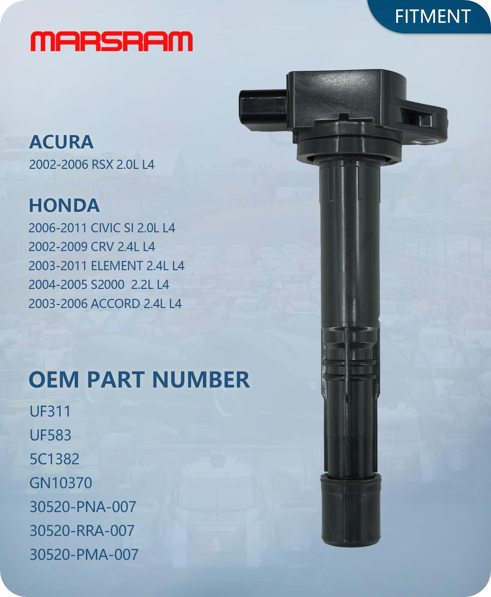 Marsram UF311 ignition coil pack side view highlighting compact form for easy installation