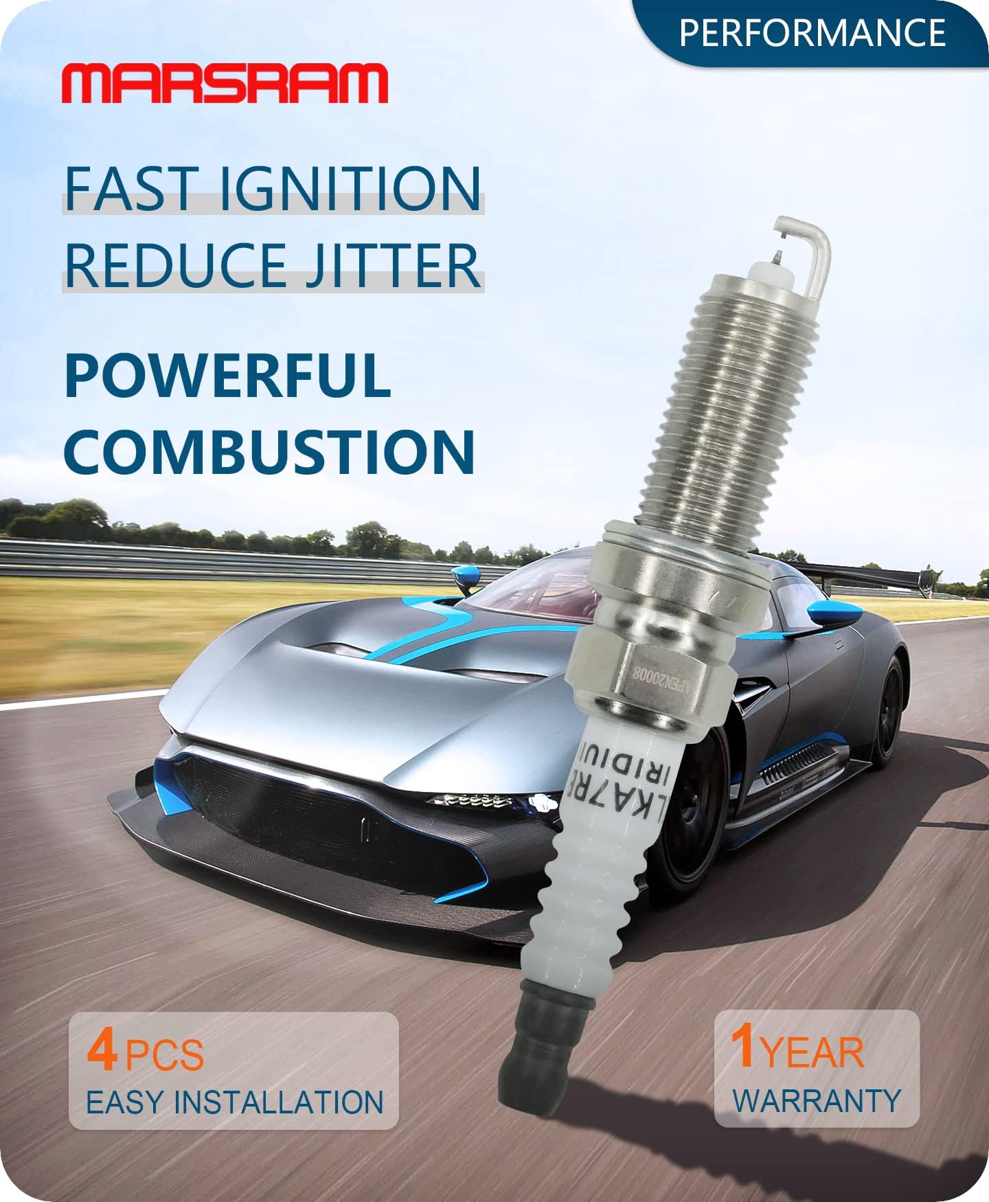 Marsram spark plug iridium detail highlighting electrode precision.