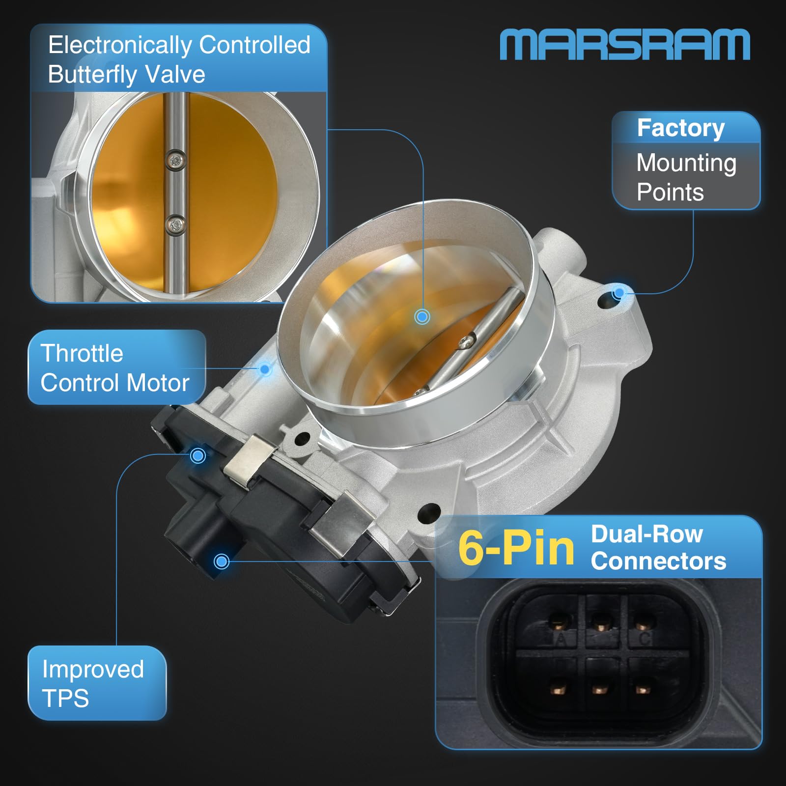 Marsram throttle body sensor close-up with redesigned electronics